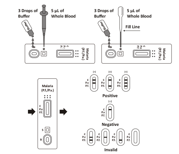Malaria P.f. /P.v. Snelle Testcassette, Snelle Diagnosetest